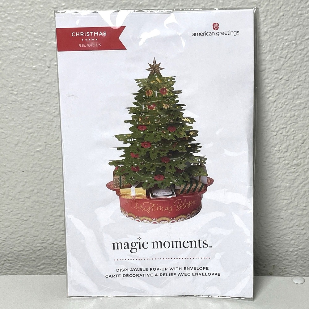 Paper Pop-Up Christmas Tree Greeting Card Festive Theme American Greetings NEW